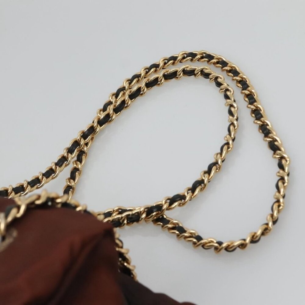 Authentic PRADA Chain Shoulder Bag Nylon Brown Gold - Picture 15 of 16